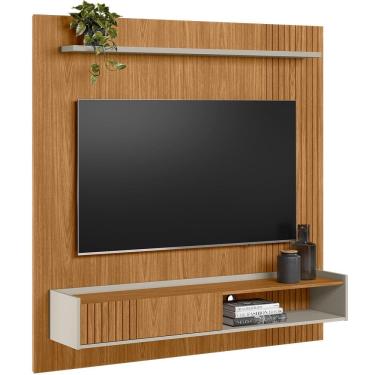 Imagem de Painel para TV 65 Pol com Bancada Suspensa 160cm Brooklin L05 Nature Off White - Lyam Decor