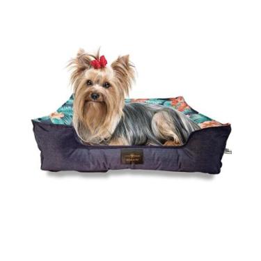 Imagem de Caminha Pet Cachorro & Gato- Impermeável- Acquablock- M - Azul Floral 