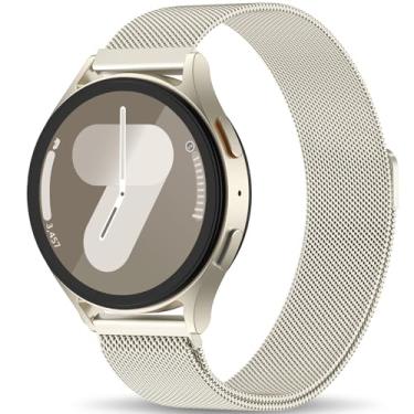 Imagem de JKD Pulseiras de metal compatíveis com Samsung Galaxy Watch 7/Watch 6 5 4 de 40 mm e 44 mm, Galaxy Watch 6 4 Classic/5 Pro de 45 mm/Active 2, pulseira magnética de aço inoxidável de 20 mm para