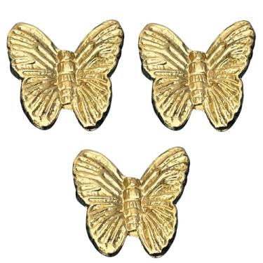 Imagem de collectiblesBuy Puxador de gaveta borboleta de latão brilhante para armários roupeiros cômoda estilo vintage alça decorativa para móveis domésticos cozinha sala conjunto de 3
