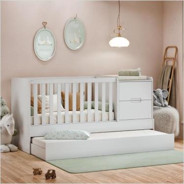 Imagem de Berço Laqueado 100% MDF Formare C/ Gavetas e Nicho Branco Soft 61081 Matic Moveis