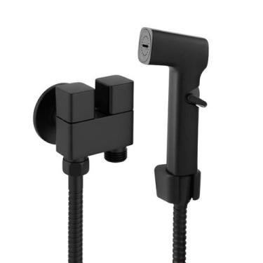 Imagem de Ducha Higiênica C77 Registro Duplo Duas Saídas Metal Preto Fosco com D