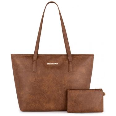 Imagem de Bolsa de Ombro Feminina em Couro Sintético com Carteira, Montana, Marrom