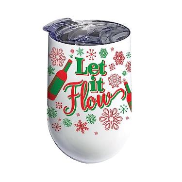 Imagem de Spoontiques Copo de vinho inoxidável Let It Flow, 473 ml, branco