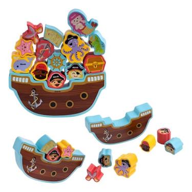 Imagem de Jogo De Equilíbrio Barco De Madeira E Animais Arca Especial - BRW