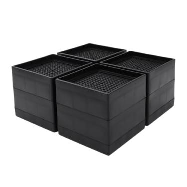 Imagem de Savagrow 4 peças de blocos ajustáveis retangulares resistentes de 4 a 7,5 cm para elevação de móveis para mesa, sofá, máquina de lavar, pernas de cadeira, geladeira