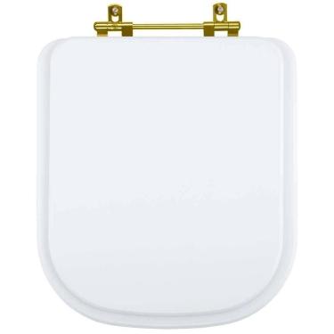 Imagem de Tampa de Vaso Laqueado Axis Branco para bacia Deca com Ferragem Dourada