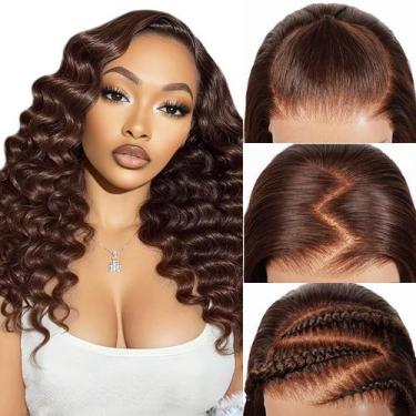 Imagem de Peruca litmisr Brown Curly Bob 35 cm Cabelo humano 180% de densidade