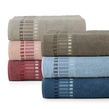 Imagem de Kit 6 Toalha de Banho Bossa Premium, 6 Toalhas de Banho em Algodão 99%, 130x62cm, Gramatura 340g/m² Cores Variadas