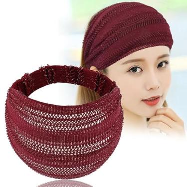 Imagem de Bandanas de cabelo largas vintage de cor sólida sem cadarço antiderrapante para mulheres