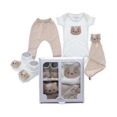 Imagem de Kit 4 Peças Maternidade Enxoval Bebes Roupas Para Recem Nascido (P, Caqui) (P, Caqui)