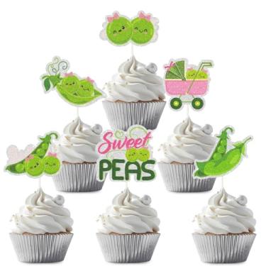 Imagem de LECAKTO 18 Pieces Pink Two Peas in a Pod Cupcake Toppers - Double The Fun Twins Girl Cupcake Picks - Pink Twins Baby Shower Gender Reveal Party Decorations