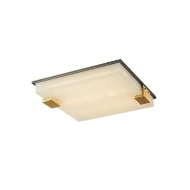 Imagem de Luz de teto Luminária de teto quadrada mármore e cobre, luxuosa, para quarto, sala estar, iluminação moderna simples