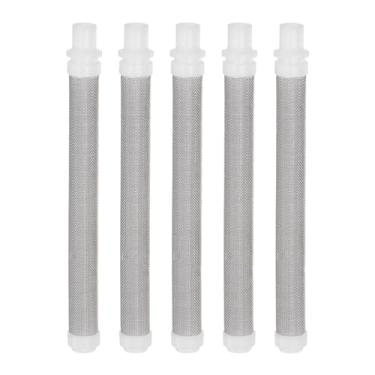 Imagem de 5 filtros de pistola de pulverização sem ar de 110 mm de comprimento, 10 mm de diâmetro, tela de pistola pushon, 60 filtros de malha, filtro de tinta, acessórios de pulverização de substituição