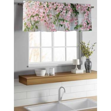 Imagem de Cortina de sanefa flores pastoral primavera paredes pequenas janela cortina filtro de luz sanefa para sala de estar quarto 7,66 cm haste bolso janela sanefa 106,7 cm x 45,7 cm C