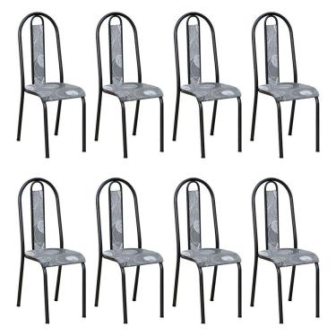 Imagem de Kit 8 Cadeiras De Cozinha Arizona Estampado Pará Pés De Ferro Preto - Pallazio