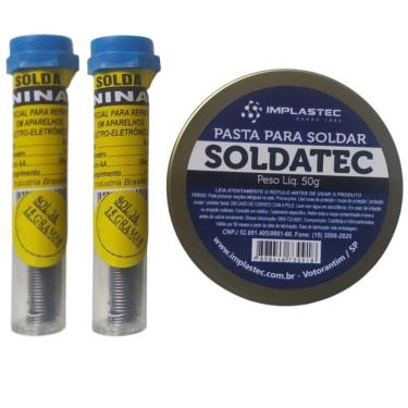 Imagem de Kit 2 Estanho De 15gr Cada E Pasta Para Solda Soldatec 50g