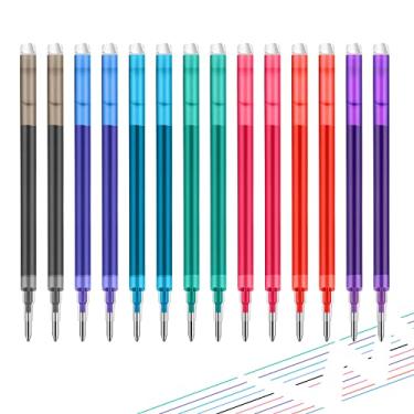 Imagem de 14 peças de refil de caneta apagável 0,7 mm 7 cores sortidas refil de tinta gel de ponta média fina apagável compatível com canetas de clique retrátil canetas apagáveis para escrever palavras cruzadas