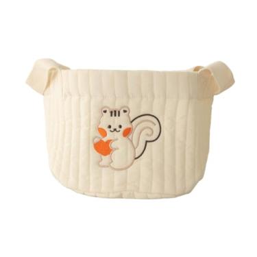 Imagem de oshhni Cesta de fraldas de bebê organizador de fraldas multifuncional vazio roupas de bebê suporte de brinquedos trocador organizador para acampamento viagem, Esquilo Branco Pequeno