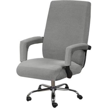 Imagem de Capa De Cadeira De Escritório Spandex Stretch Stretchable Home Computer Capa De Cadeira De Encosto Alto Com 2 Capas De Apoio De Braço, Capa De Cadeira De Mesa Removível, Gray B, Large