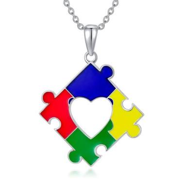 Imagem de Colar LONAGO Autism Awareness em prata esterlina 925 para mulheres