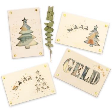 Imagem de Thyle 8 peças de porta-dinheiro de Natal para dinheiro, 15 x 10 cm, porta-dinheiro de madeira com pregos, clipes de dinheiro divertidos, presente para decoração de festa de Natal