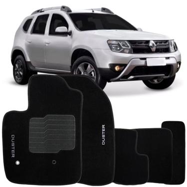 Imagem de Tapete Carpete Duster 2016 à 2019 Preto Logo Bordado Jogo 5 Peças Personalizado Automotivo