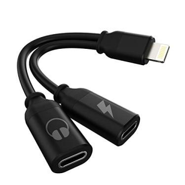 Imagem de Kefiany Adaptador de fone de ouvido Lightning duplo para iPhone, conector auxiliar, dongle, divisor 2 em 1, conversor de carregamento de áudio, conector de cabo de carregador de fone de ouvido