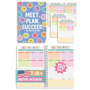Imagem de Caderno de reuniões para organização do trabalho - planejador de negócios de reuniões, organizador de cadernos de negócios, cadernos de escritório para anotações, organizador de agenda de trabalho