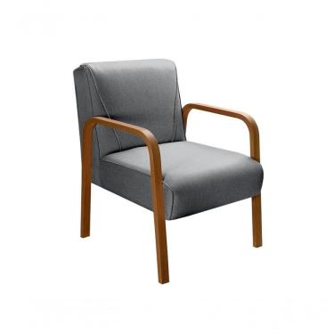 Imagem de Poltrona Decorativa Anita Cadeira Moderna Sala Recepção - Linho Cinza 320