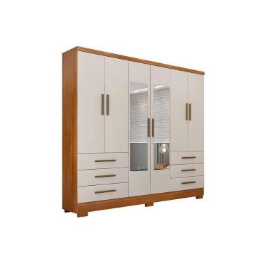 Imagem de Guarda Roupa Solteiro 6 Portas E 6 Gavetas C-espelho E Pés Encant Freijo Cumaru C- Fendi