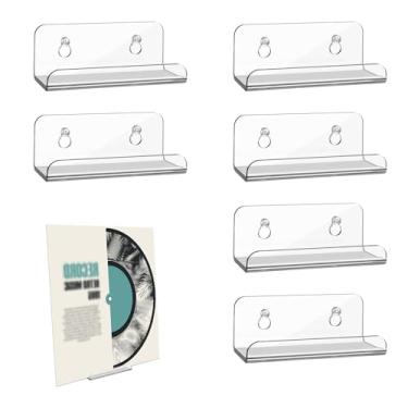 Imagem de Suporte de disco de vinil transparente de 10 cm, suporte de disco de acrílico invisível, prateleira de disco de vinil, suporte de parede, prateleira flutuante para exibição diária de CD/LP