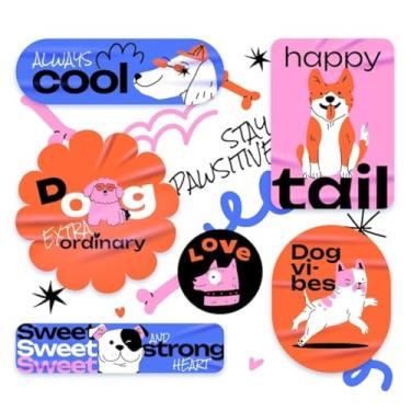 Imagem de Adesivos de Animais para Quarto Infantil Decorativos Kawaii para Crianças com Frases Positivas e Ilustrações de Cães 40x40cm