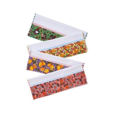 Imagem de Kit 10 Panos De Prato Barrado Fake Pe De Galinha Premium - Pano a pano