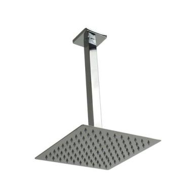 Imagem de Ducha Chuveiro Inox 304 Slim Quadrado C/ Braço De Teto 24 Cm - Water