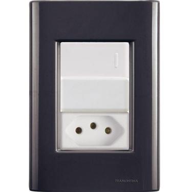 Imagem de Interruptor E Tomada 20a Giz Grafite Tramontina Completo Pronto Tramontina