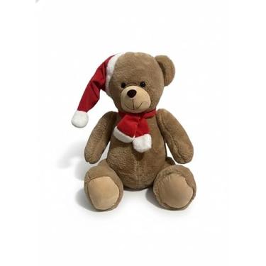 Imagem de Urso de Pelúcia Grande Natal Decoração Brinquedos Quarto Sala Natalino Papai Noel Macia (Creme)
