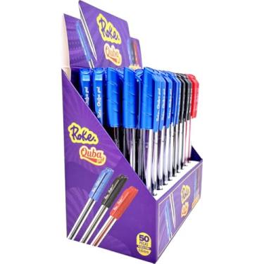 Imagem de Caneta Gel, Paper Mate, Roke Quba, 0,6 mm, Azul, Preta e Vermelha, Display com 50