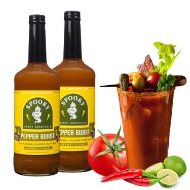 Imagem de SPOOKY Pepper Burst Bloody Mary Mix - Made With All Premium Natural Ingredients - No Artificial Color or Flavor - No Preservative, No MSG, Low Carb, Low Calorie, & Gluten Free - 32 Oz (Pack of 2)