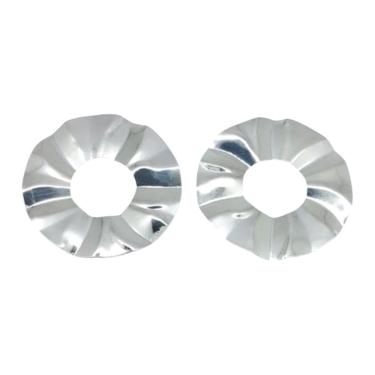 Imagem de Brinco Orgânico Circular 48Mm Prateado Semijoia Lizzy Fatin