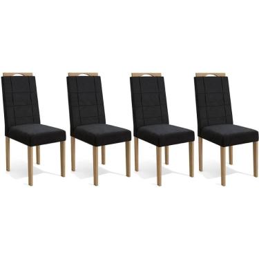 Imagem de Kit 4 Cadeiras De Cozinha 2cad150ea 4 Un Eucalipto Suede Preto A038