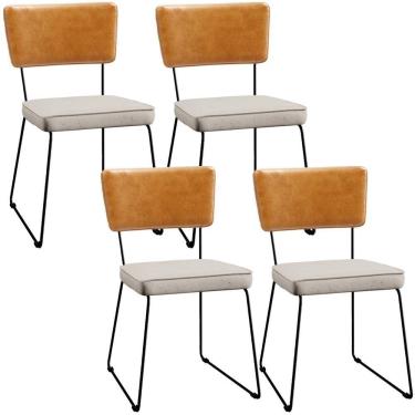 Imagem de Kit 04 Cadeiras Couríssimo Whisky Linho Cru