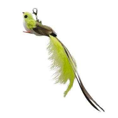 Imagem de Luzhengyang Recargas de varinha Feather Cat Teaser – Cabeças inspiradas em pássaros naturais, acessórios de brinquedo de gato para brincadeiras interativas (pacote com 5) (lianque verde (com dedos dos