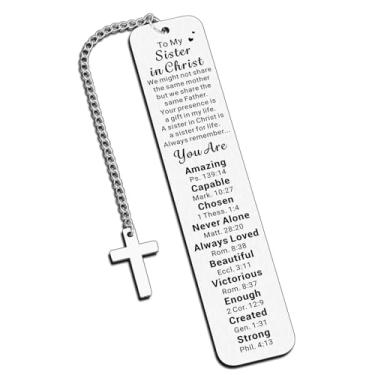 Imagem de Presentes de irmã em Cristo para mulheres, marcadores cruzados, presentes de irmã secreta para mulheres cristãs, presente de fé religiosa para amigas, presente de batismo para meninas, meias cristãs