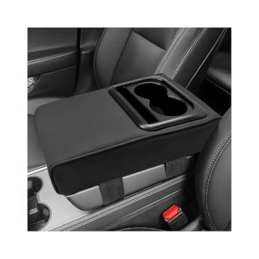 Imagem de ZNDAW Almofada de apoio de braço para console central de carro, capa de caixa de apoio de braço de couro impermeável de 35 cm × 8,7 cm com copo e suporte de telefone, protetor de almofada de descanso