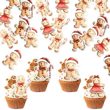 Imagem de Pacote com 60 Bolos de Gengibre Comestíveis Revelação de Gênero Topper Folha de Bordo Escolhas de Cupcake Papel de Água Ano Novo Decorações de Bolo de Natal para Natal Menino ou Menina Chá de Bebê