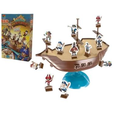 Imagem de Jogo Não Derrube o Barco pirata Brinquedo Infantil Kit de Piratas Equilíbrio Educativo Didático Raciocínio Divertido para Crianças e toda familia