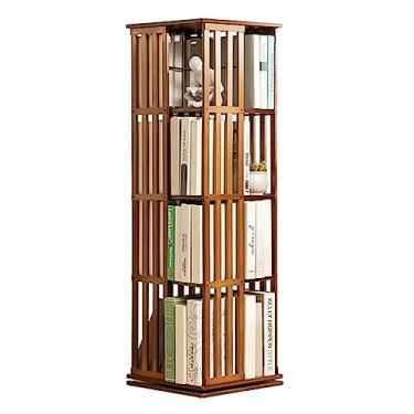 Imagem de UINGBPXT Estante de canto de bambu, estante rotativa de 360°, prateleira de livros de 3/4/5 camadas, sala de estar, simples, marrom, estante organizadora, exibição perfeita