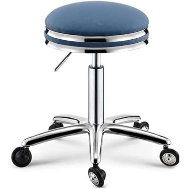 Imagem de Banqueta redonda com rodinhas para cadeira redonda com altura ajustável, banco giratório giratório ajustável para casamento