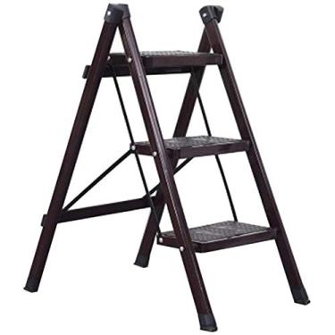 Imagem de ZJYWMM Banqueta dobrável para uso doméstico, pedal de tubo de ferro espesso, escadas internas, cadeira de escada (cor: #5)